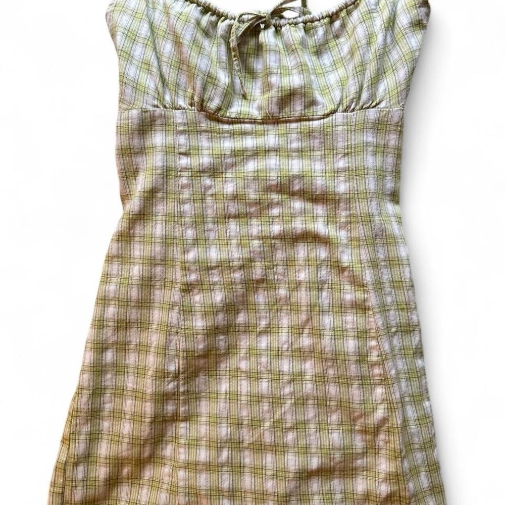 Brandy Melville Green Plaid Mini Dress